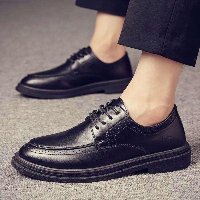 Leather Shoes Men's Anti-skid Black Casual Leather Shoes Men's Trend Business Work Men's Shoes