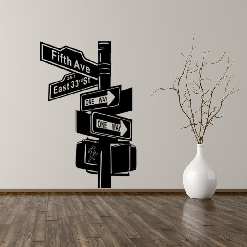 Creative Signpost Street Sign Wall Stickers Vinyl Art Decals Home Decoration For Living Room Bedroom