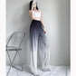 Gradient Color Ice Silk Wide-leg Pants Women's High-waisted Slim Drape Loose Straight Casual Pants Summer Printed Trousers