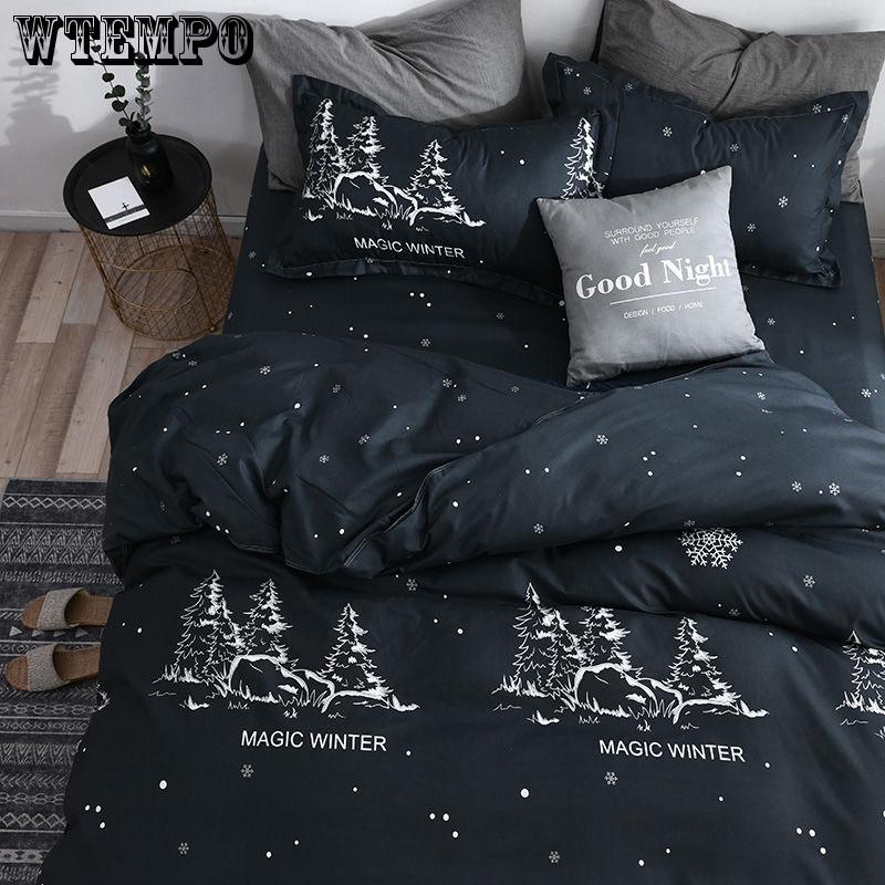 4 Pcs Bedding Set Lavender Printed Bed Sheet Bed Cover Home Textile Bedclothes
