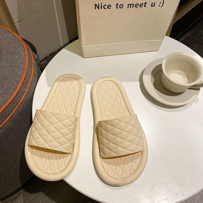 Korean Style Simple Slippers Female Summer Fashion Indoor Home Non-slip Solid Color Sandals External Wear Beach Shoes