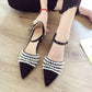 Plus Size 35-39 Summer Women Bohemian Prom High Heels Wear-resistant Non-slip Office Lady Sandals Pearl Shoes