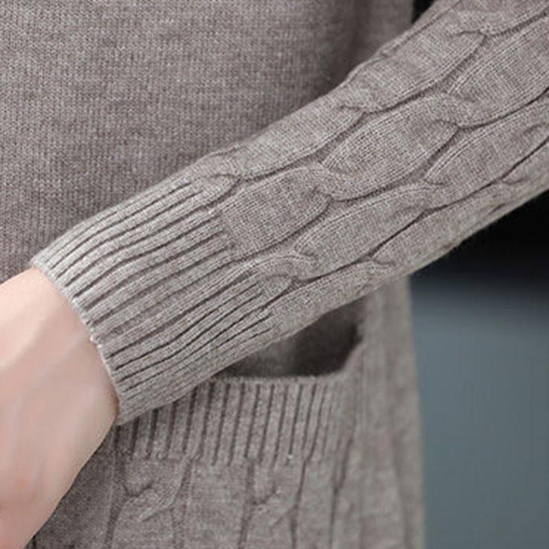 Spring Sweater Cardigan Women's Mid-length Loose Large Size Knit Sweater Jacket for Autumn and Winter