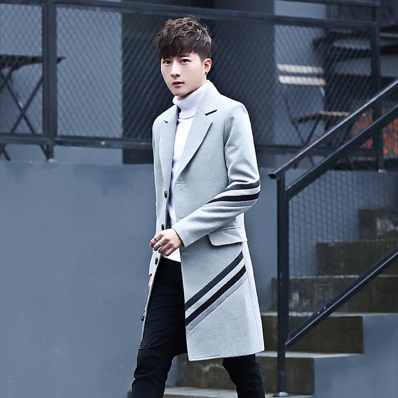 Winter Woolen Coat Men Leisure Long Woolen Coats Mens Casual Fashion Jackets Casual Men Overcoat