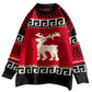 Pofulove Red Christmas Elk Sweater Women Winter Hooded Loose Lazy Wind Winter Students Wear Knitwear