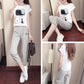 Suit Women Summer Wild Loose Short-sleeved T-shirt + Seven-point Casual Pants Two-piece Casual Suit Women's Home Service Sports Suit