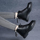 Autumn and Winter Lace-up Heel Double Zipper Martin Boots Women's Short Boots Wild Thick Bottom Plus Velvet