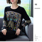 Autumn  Winter Ethnic Style 3D Printed Sweater Women Short Pullover Knit Bottoming Sweater Outer Wear Plus Size High-end Sweater