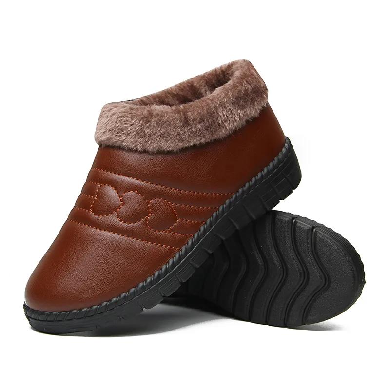 Winter Leather Embroidered Cotton Shoes Plus Velvet Warm Women's Shoes Comfortable Non-slip Flat Shoes