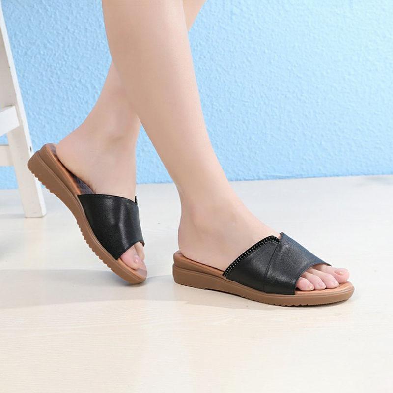 Fashion Slippers Women Summer Sandals Shoes Peep-toe Low Roman Sandals Ladies Flip Flops Slippers