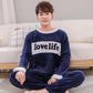 Men's Pajamas Autumn and Winter Flannel Thickening Plus Velvet Coral Velvet Cartoon Pajamas Men's Home Service Winter Suit