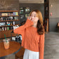 Female Fall Winter Pullover Plus Size Long Sleeve O-neck Loose Twist Weaving Print Office Sweater