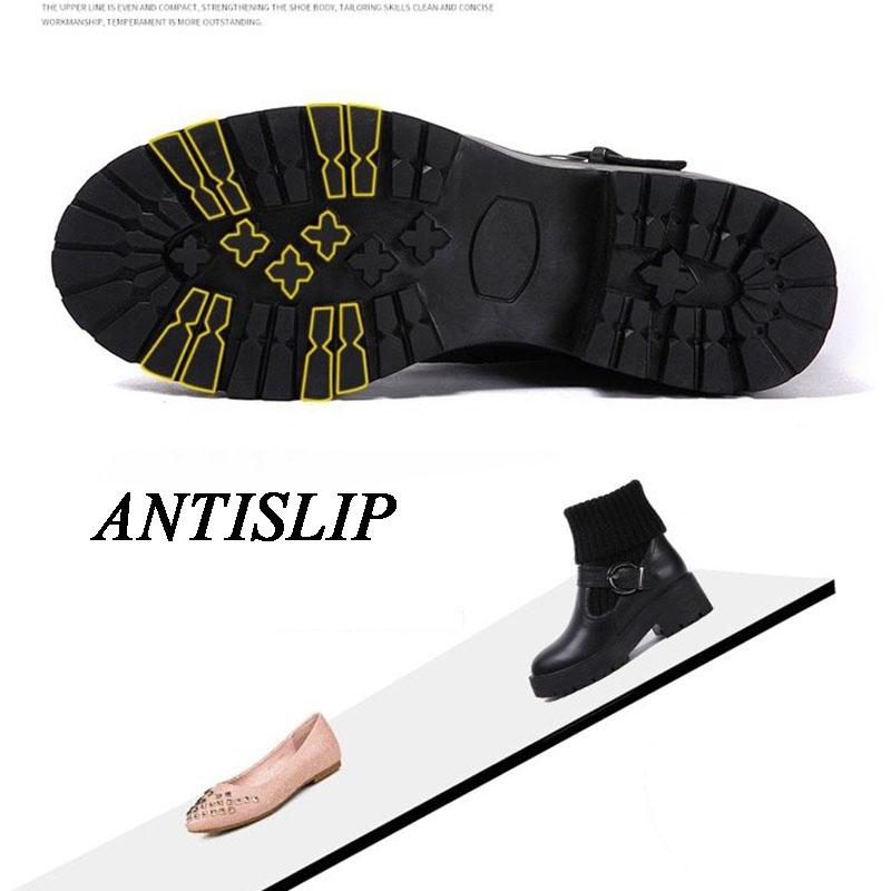 Female Socks Stitching Leather Martin Boots All-match Student Block Heel Ankle Boots British Style Snow Boots Black and White