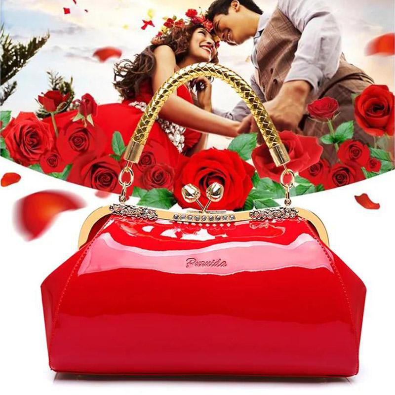 Ladies Shiny Leather Bag Handbag Fashion Shoulder Bag Diagonal Women's Bag Wedding Bag