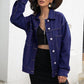 Autumn Jane Wear Denim Jacket Cardigan Top, Fashionable Loose and Thin Lapel Long-sleeved Denim Jacket