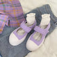 Fairy Purple Japanese Cute Thick-soled Canvas Shoes Velcro Soft Girl Student Harajuku All-match Single Shoes
