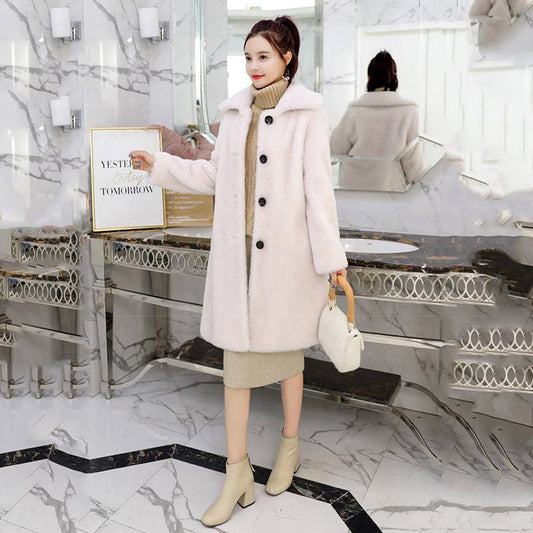Faux Fur Coat Women Winter White Jacket Coat Female Plus Size Warm Long Casual Outerwear Overcoat