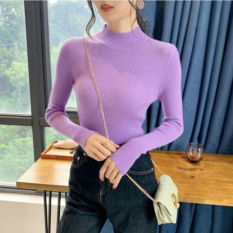 Pullover Sweater Top Women Fall/winter Inner Wear Bottoming Shirt Slim Tight-fitting Turtleneck Pullover Sweater