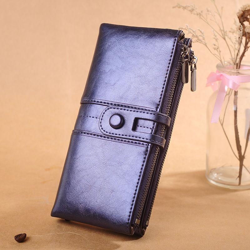 Multi-Layer Clutches Leather Bag Portable PU Leather Large Capacity Soft Surface Wallets with Coin Pocket Zipper Purse Unisex