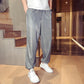 Casual Pants Men's Spring and Summer Thin Solid Color Large Size Loose Shiny Cropped Trousers