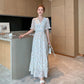 Chiffon Floral V-neck Dress Long Dress French Bellflower Ankle Long Dress Was Thin and Large Size Long Dress Ladies Chiffon Dress