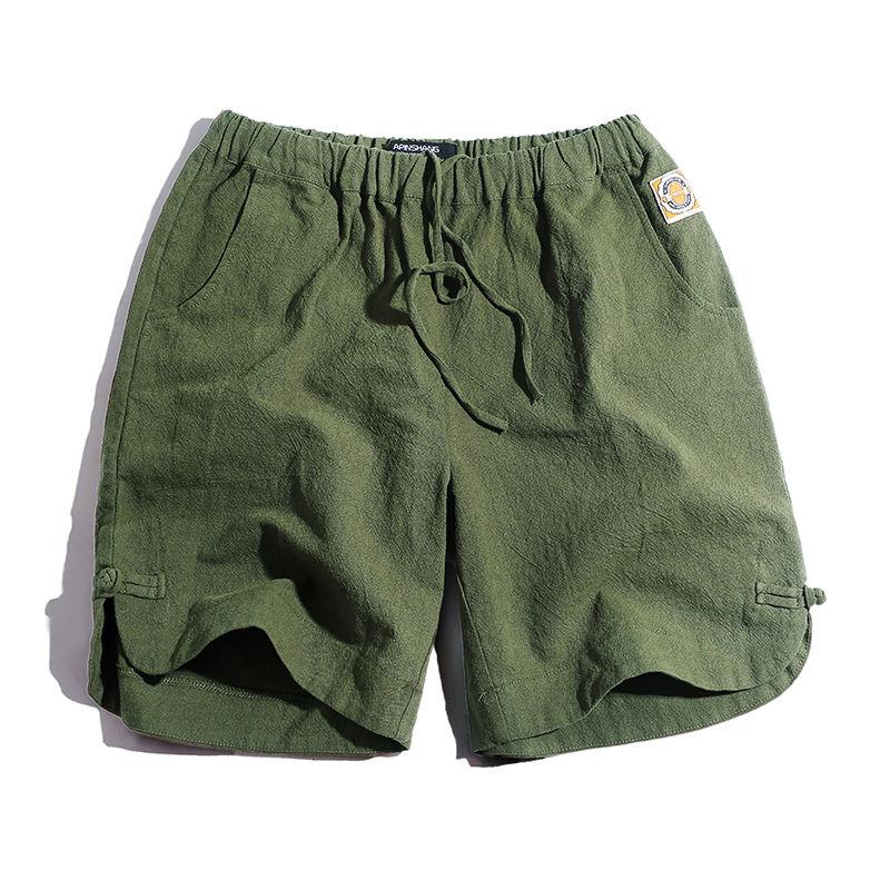 Cotton and Linen Five-point Pants Men's Retro Linen Loose Sports Beach Shorts Youth Pants