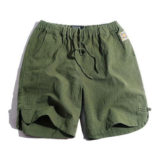 Cotton and Linen Five-point Pants Men's Retro Linen Loose Sports Beach Shorts Youth Pants