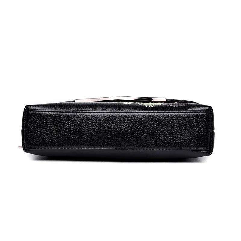 Female Crossbody Bags Women Shoulder Messenger Bags Casual Portable PU Leather Multi-Layere Embroidered