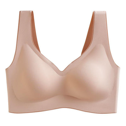 Latex Seamless Underwear Women's No Steel Ring Summer Thin Section Gather and Close The Milk Sports Vest Sleep Bra Latex Underwear Seamless