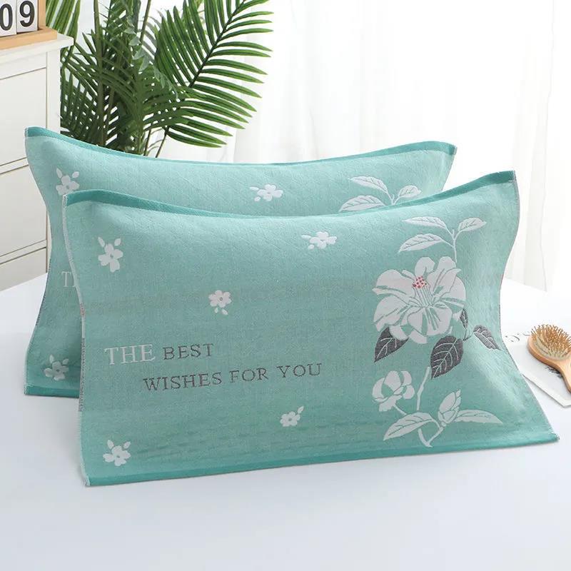 Three-layer Cotton Gauze Pillow Towel Adult Soft Sweat-absorbent Couple Pillow Towel Cartoon High-end European Style Pillow Towel