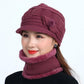Women's Winter One-piece Hat Cycling Windproof Warm Hat Bib Integrated Plus Velvet Thick Knitted Woolen Hat