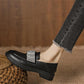 British Style Small Leather Shoes College Style Sparkling Rhinestone Single Shoes Women Square Toe Platform Shoes