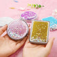 Hand-held Makeup Mirror Mini Vanity Mirror Schoolgirl Woman Flip Foldable Easy To Carry  Quicksand Sequins Small Round Mirror