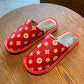 PU Waterproof Slippers Women Men Winter Plush Keep Warm Flat Home Shoes Woman Soft Comfort Female Shoes Sewing Interior Slipper