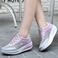 Leather casual sports shoes women thick bottom muffin rocking shoes ladies increased travel shoes