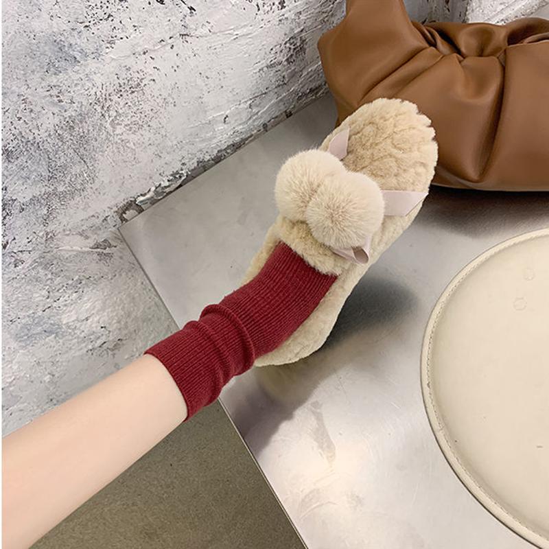 Plush Shoes, Women's Outer Wear, Autumn and Winter Flat-bottomed Lazy One-step Pregnant Women's Shoes Plush Beanie Cotton Shoes Moccasin Shoes