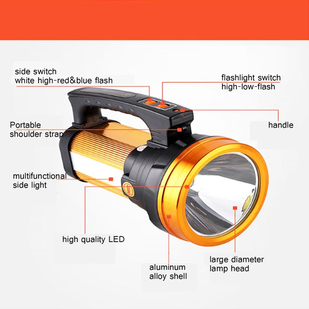 PDTO LED Handheld Spotlight Rechargeable Camping Hunting Flashlight Spot Light