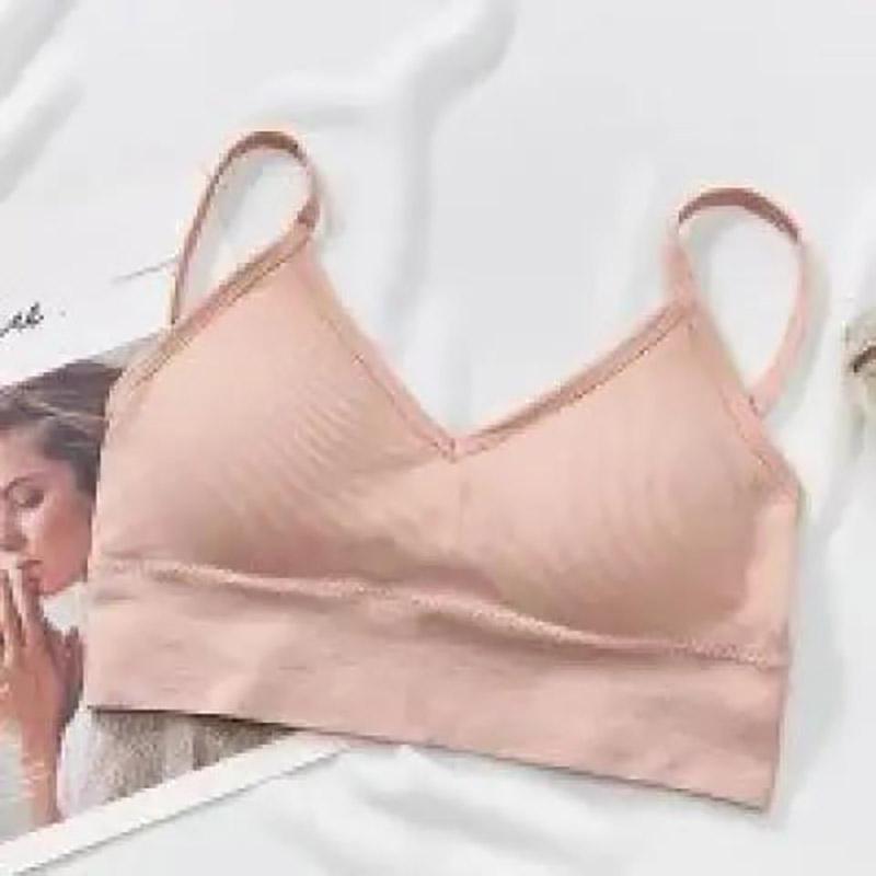 Simple Solid Color Suspender Inside Underwear Cross Style Beautiful Back No Steel Ring Thread Bra Bottomed Vest Bra