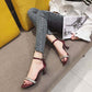 Plus Size 34-40 Women Shiny Slippers Outdoor Bohemian Beach High Heels Wear-resistant Non-slip Office Lady Word Deduction Sandals