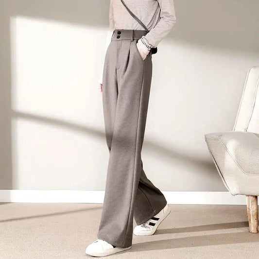 Woolen Wide-leg Pants Women's Autumn and Winter Pants High Waist Drape Casual Loose Mopping Straight Trousers