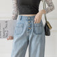 Straight Jeans Women's Spring and Autumn Korean Version Loose High Waist Thin Wide Leg Pants High Street Tide Ins High Waist Straight Thin Pants