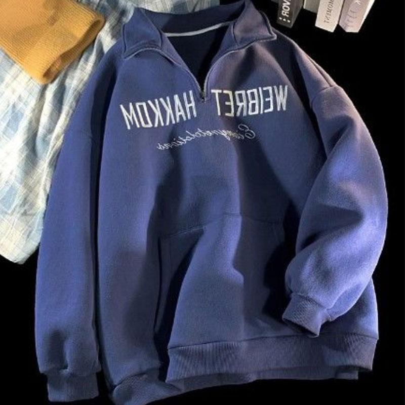 Women's High Street Polo Shirt Sweater Spring and Autumn Loose Ins Lazy Style Top Ladies Bf Thin Long Sleeve Big Pocket Pullover Coat