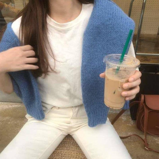 Pofulove sweet candy-colored sweater students thickened Orange sweater women loose lazy wind hedging