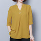 Chiffon Top Women's Mid-sleeve Mother's Summer Dress Fashionable Western Style Loose Plus Size Shirt