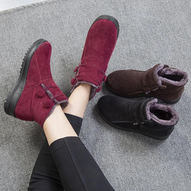 Women's Cotton Plus Velvet Padded Warm Snow Boots Non-slip Wear-resistant Cotton Boots