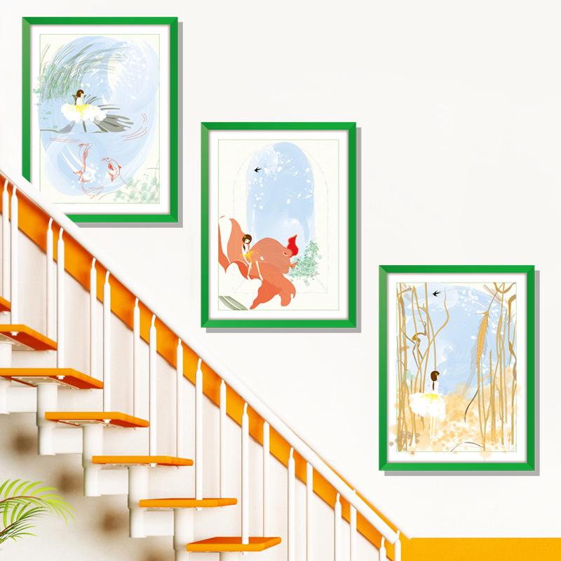 Three-dimensional triptych warm girl wall stickers study dormitory background decoration removable