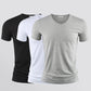 3pcs Modal T-shirt Slim Shirt Solid Color Casual Thin Tees V-Neck Short Sleeve Ice Silk Cool Pullover Men Clothing Summer