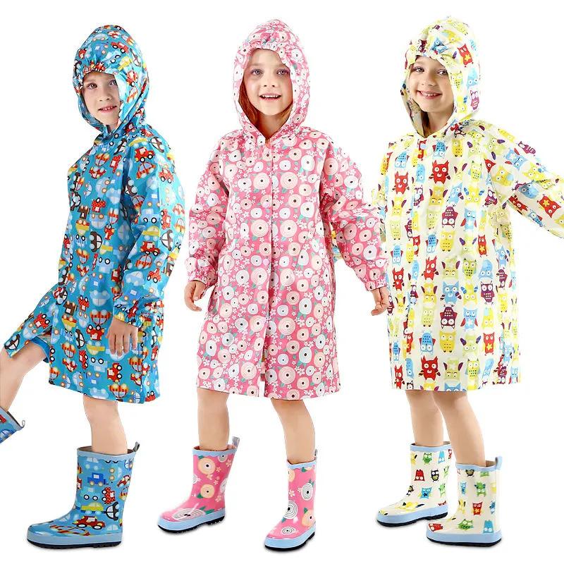 Rain Coat for Kids Waterproof Clothes 0-10 Years Children Outdoor Windproof Rainwear Cartoon Printed Kawaii Raincoats Suit