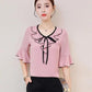 Short -sleeved Chiffon Shirt Female Summer Flared Sleeve Shirt Female