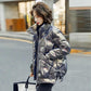 Fashion Ladies Mid-length Coat Winter Loose Color Stand-up Collar Down Cotton Coat